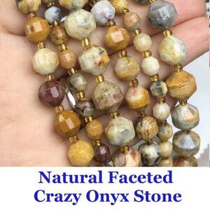 Natural Faceted Crazy Onyx Stone.  Approx. 47 Beads